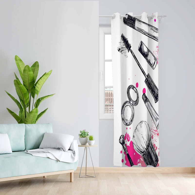 پرده طرح میکاپ مدل مخمل پانچی کد 5462R z سایز 140x200 سانتی متر