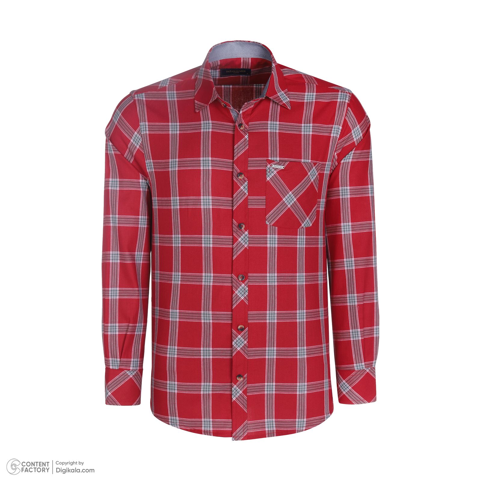 پیراهن آستین بلند یقه برگردان مردانه پاتن جامه مدل کلاسیک 102721030204805 طرح چهارخانه - - 2