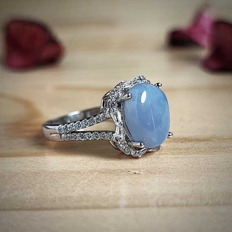 انگشتر نقره زنانه مدل عقیق یمنی کبود کد YW4088