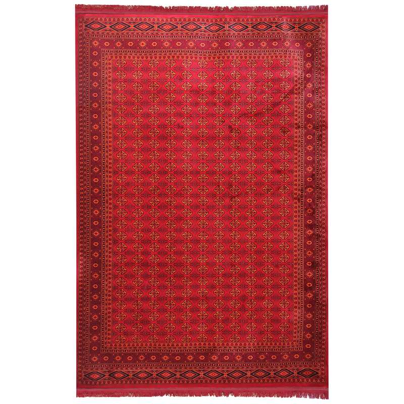  فرش ماشینی زمرد مشهد طرح کهنه نما کد 38006 زمینه لاکی