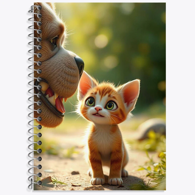 دفتر زبان 50 برگ خندالو مدل دو خط طرح گربه و سگ کد N1910