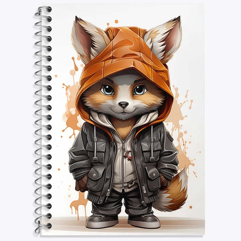 دفتر زبان 50 برگ خندالو مدل دو خط طرح روباه بامزه کد N1424