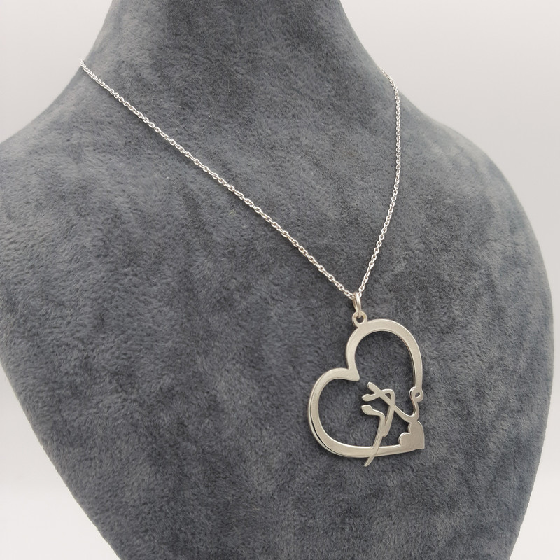 گردنبند نقره زنانه مدل پلاک مادر و قلب