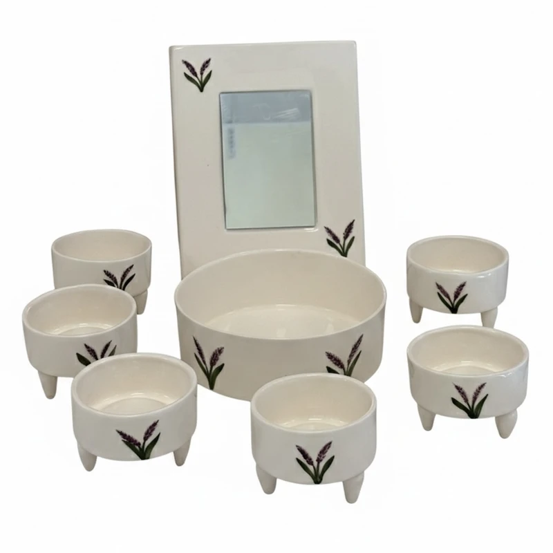 مجموعه ظروف هفت سین 8 پارچه مدل گل سنبل