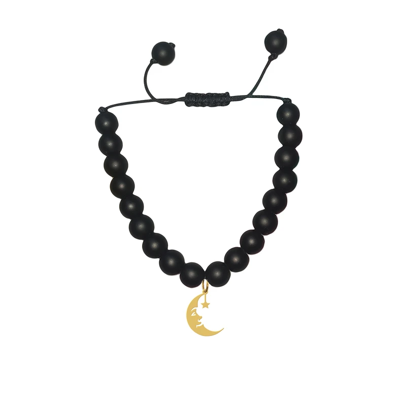 دستبند مهره ای زنانه هایکا مدل ماه و ستاره کد bd.h 330