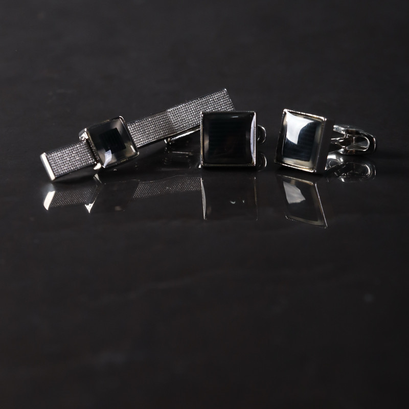 ست دکمه سردست و گیره کراوات مردانه نسن مدل S15