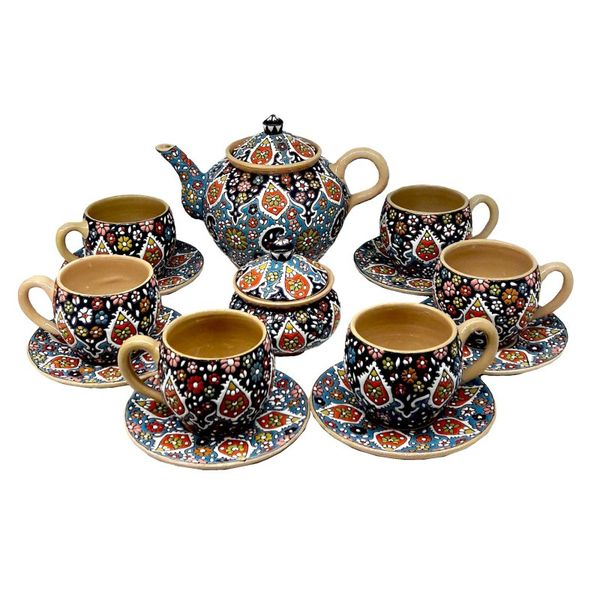 سرویس چای خوری میناکاری مدل ارغوان مجموعه 14 عددی