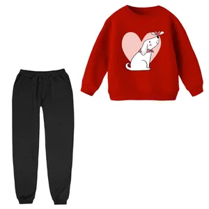 ست سویشرت و شلوار راحتی بچگانه مدل سگ و قلب 