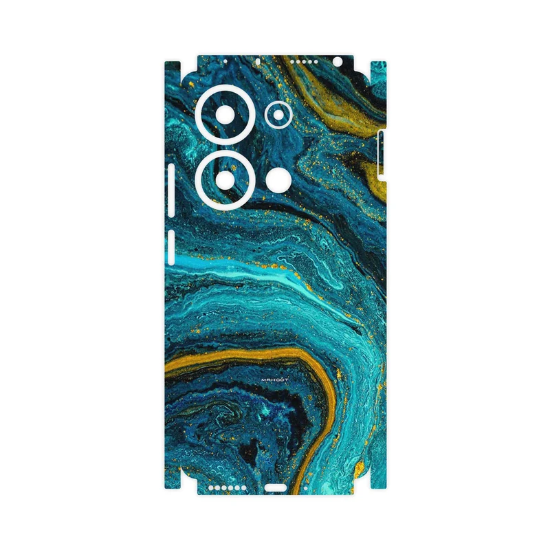 برچسب پوششی ماهوت مدل Turquoise marblewith golden streaks-FullSkin مناسب برای گوشی موبایل شیائومی Poco M6 Pro 4G