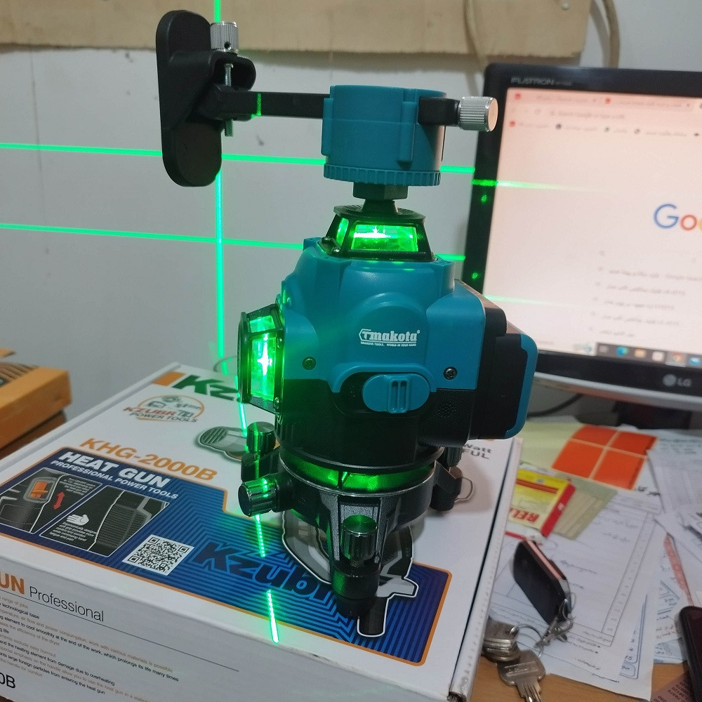 تراز لیزری تی ماکوتا مدل 4 بعدی نور سبز کد TM-4D19WF-1.30به همراه سه پایه