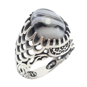 انگشتر نقره مردانه مدل عقیق سلیمانی کد 4686540