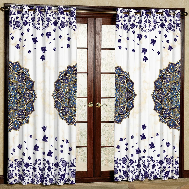 پرده مدل گل دار و برگ مخمل پانچی کد 4808 سایز 140x200 سانتی متر