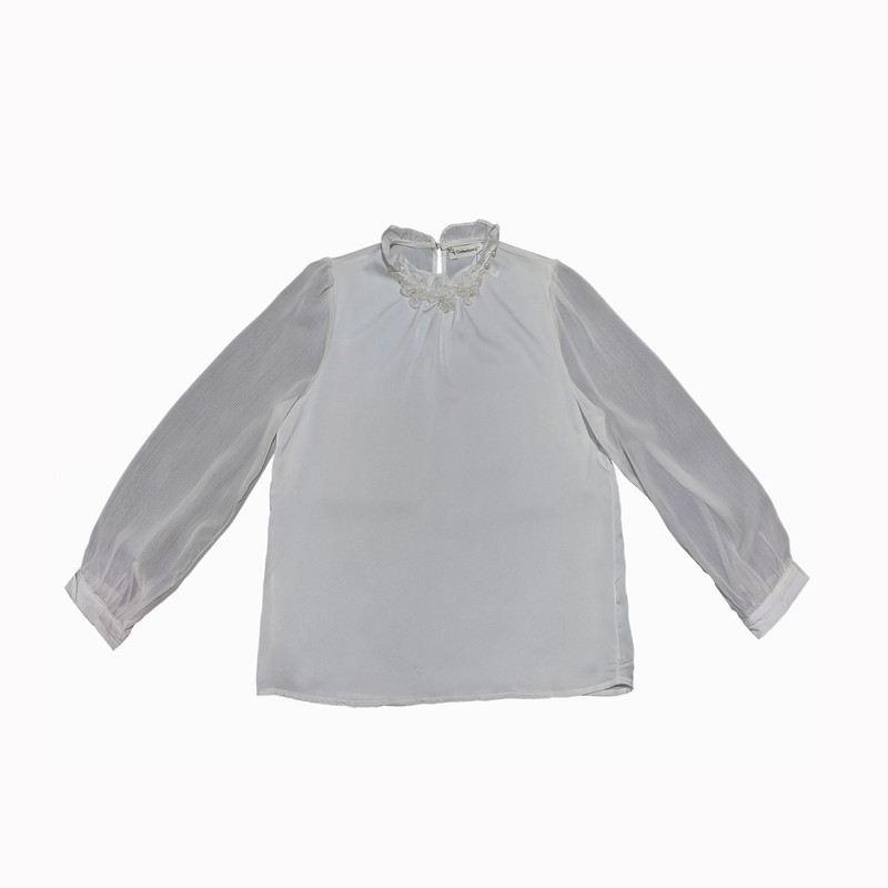 بلوز آستین بلند زنانه مدل یقه گل برجسته