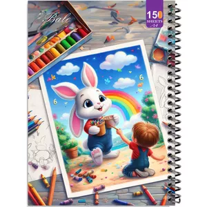 دفتر نقاشی 150 برگ  انتشارات بله مدل رحلی طرح فانتزی خرگوش نقاش کد A4-P123