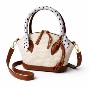 کیف دستی زنانه مدل گلدون طرح کنف