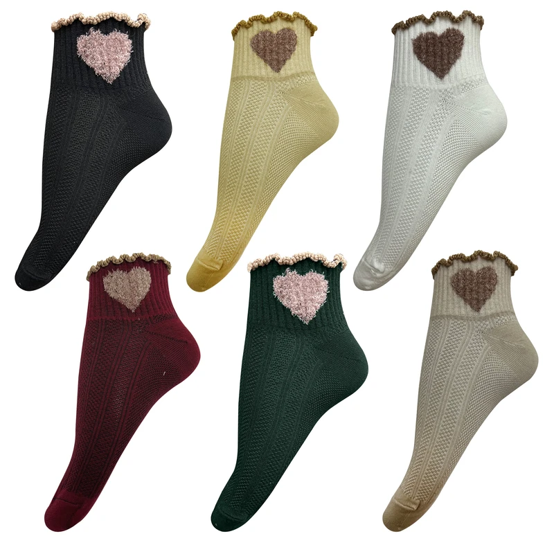 جوراب زنانه تن پوش هنگامه مدل قلب موهری  بسته 6 عددی