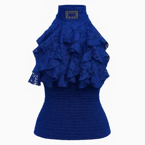 تاپ زنانه مدل پشت گردینی چیندار