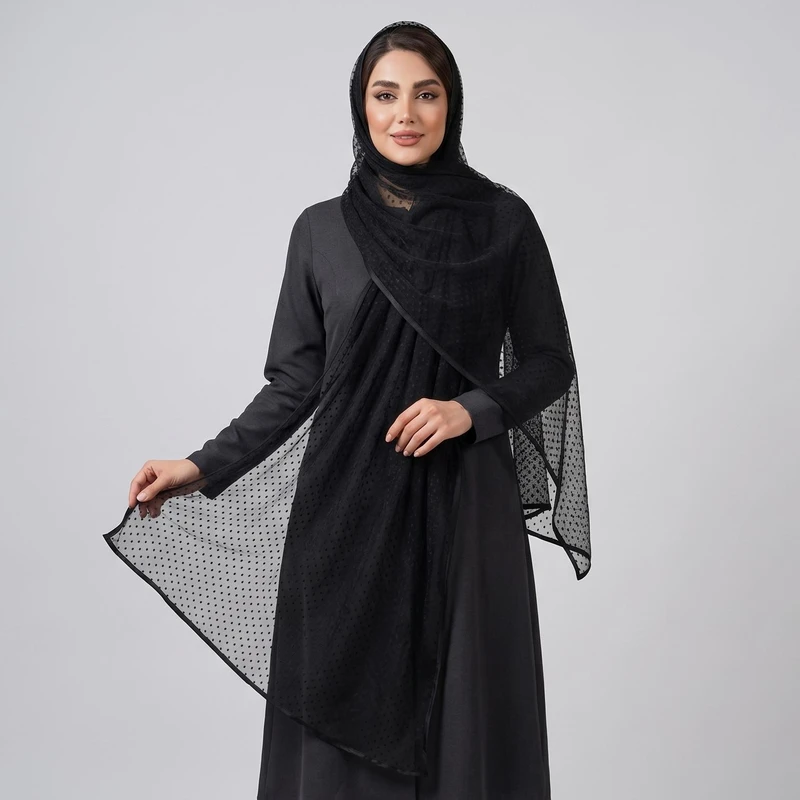 شال زنانه مدل توری نازک تابستانی خالخالی