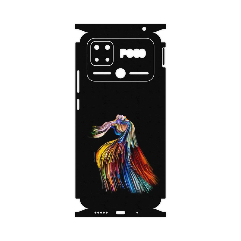 برچسب پوششی ماهوت مدل Rainbow Hair Digital Art-FullSkin مناسب برای گوشی موبایل شیائومی Poco C40