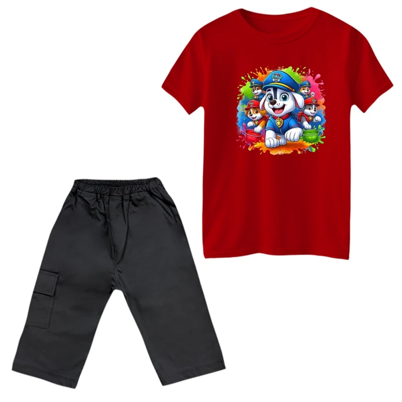 ست تی‌شرت و شلوارک پسرانه مدل سگ های نگهبان