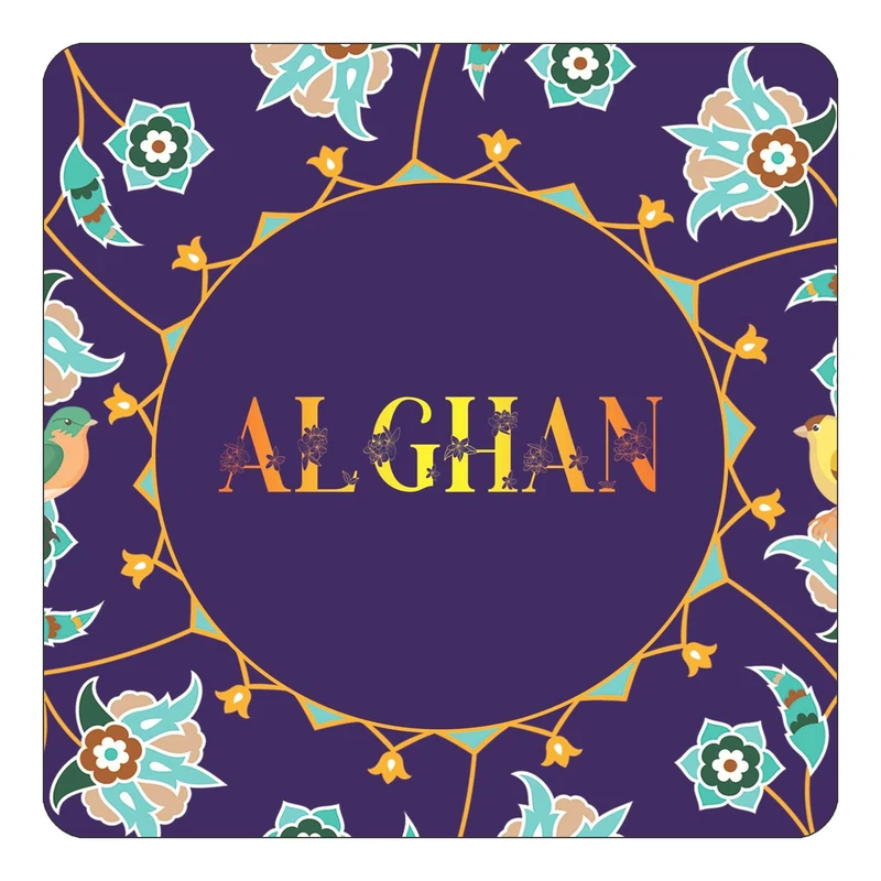 مگنت کاکتی طرح اسم آلقان alghan مدل گل و بلبل کد mg10985
