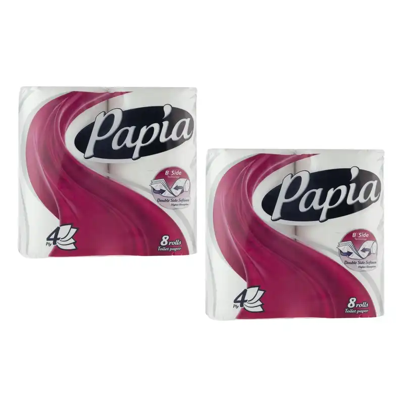 دستمال توالت پاپیا مدل پروانه دو بسته 8 عددی