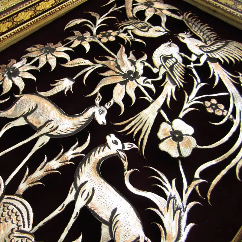 تابلو قلمزنی طرح گل و مرغ مدل 5060-4