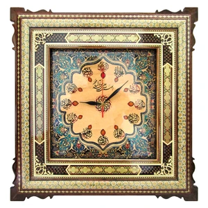 ساعت دیواری خاتم کاری طرح دوازده امام مدل تذهیب کد 5050-4