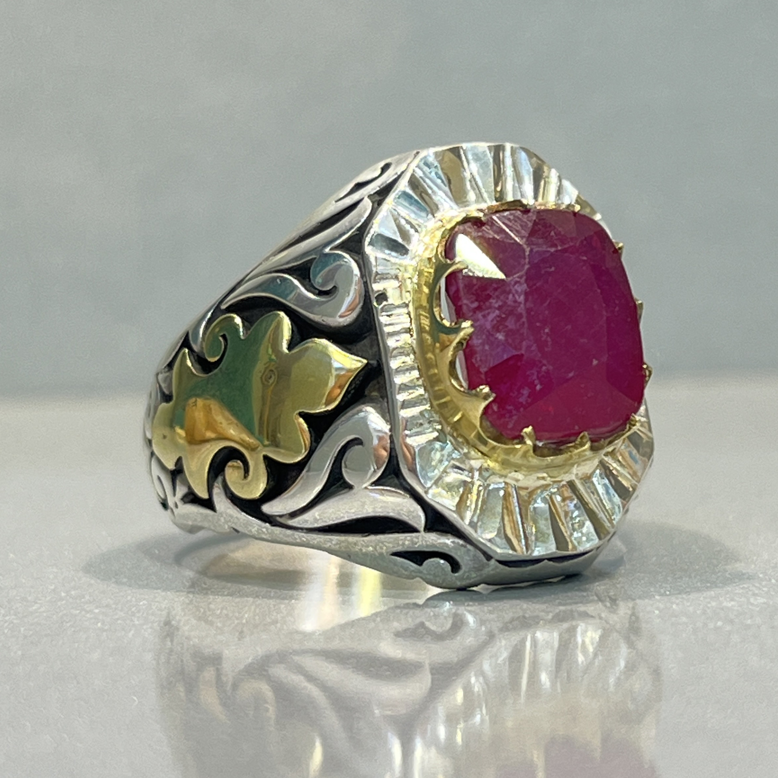 انگشتر نقره مردانه مدل برنجی یاقوت سرخ آفریقایی 9985-3 انگشتر نقره مردانه مدل برنجی یاقوت سرخ آفریقایی 9985-3