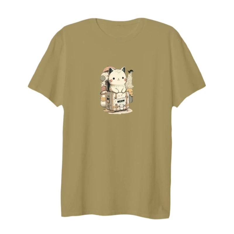 تی شرت لانگ آستین کوتاه زنانه مدل گربه مسافر