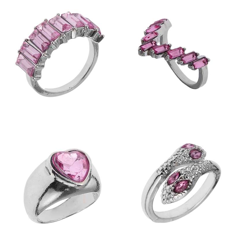 انگشتر زنانه مدل فانتزی مار و سولیتر کد 5793300 مجموعه 4 عددی