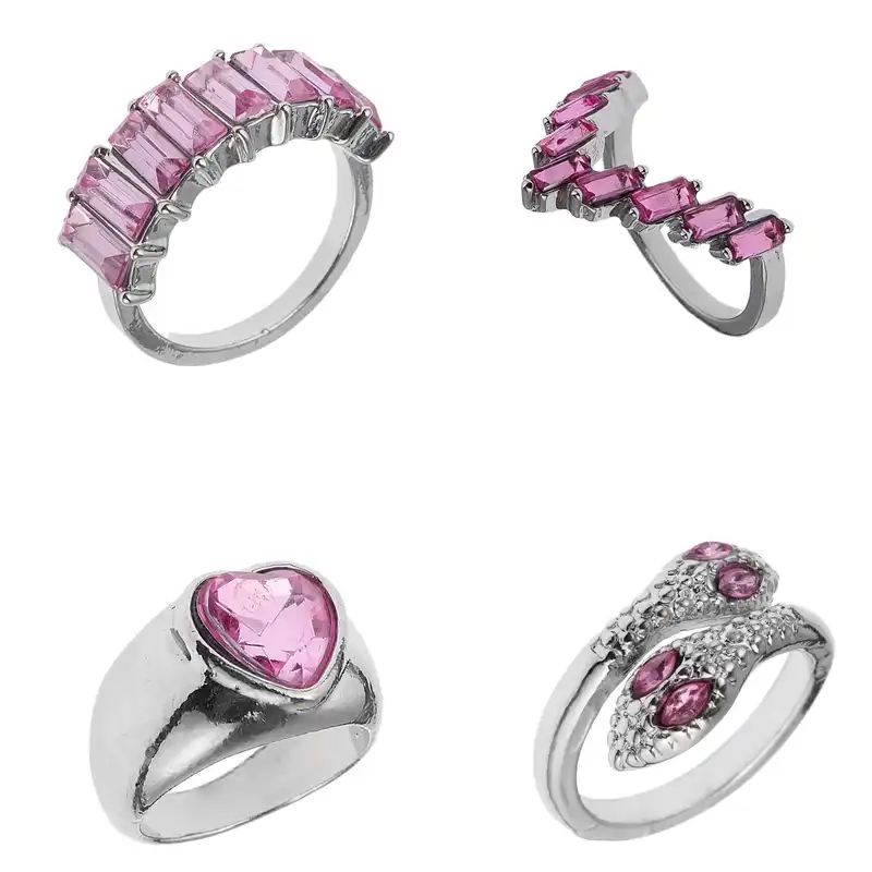 انگشتر زنانه مدل فانتزی مار و سولیتر کد 5793300 مجموعه 4 عددی