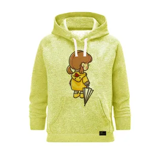 هودی زنانه مدل دختر باران کد J22 رنگ لیمویی