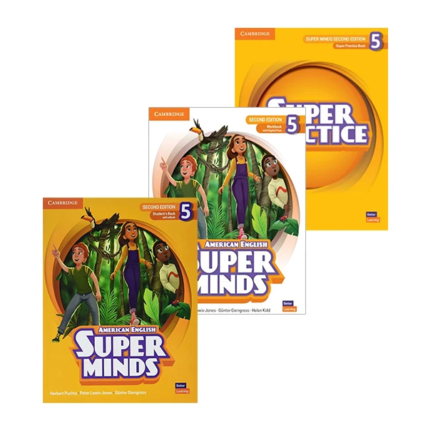 کتاب Super Minds 5 Second Edition و Super Practice 5 اثر جمعی از نویسندگان انتشارات دانشگاه کمبریج 3 جلدی