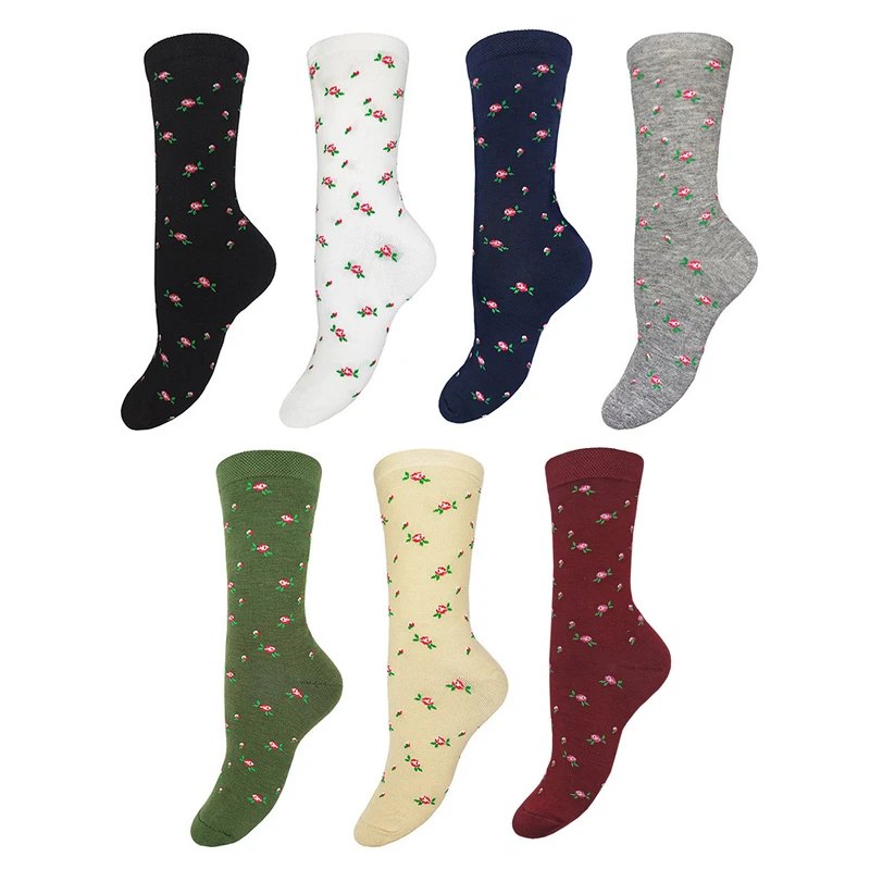 جوراب ساق بلند زنانه مدل شکوفه کد 2176 بسته 7 عددی