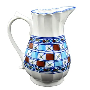 پارچ چینی میبد مروارید طرح شطرنجی مدل پیچ