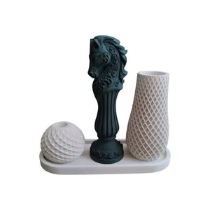 ست 3 تکه دکوری بتنی طرح فیرات کد Aio به همراه سینی