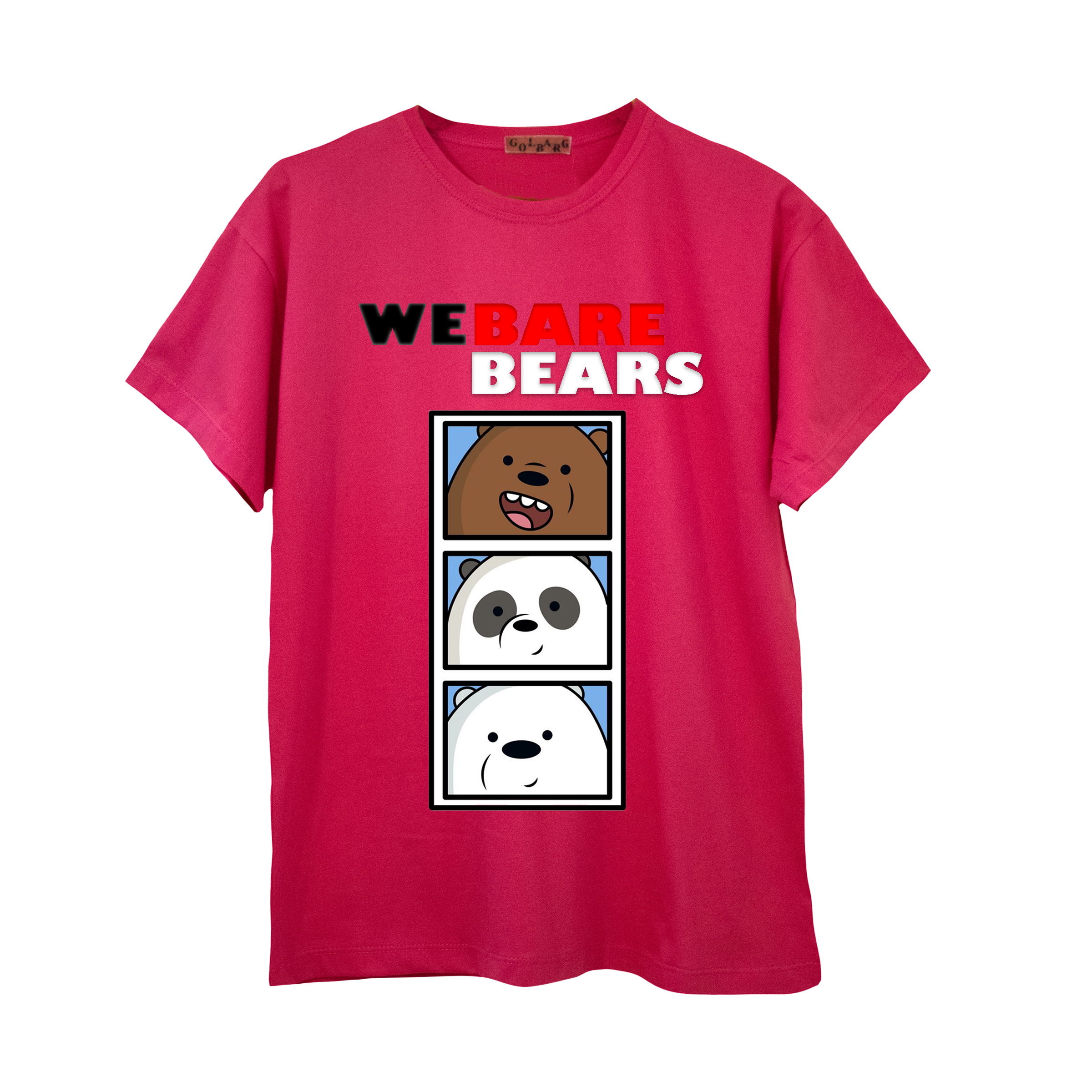 تی شرت آستین کوتاه زنانه مدل سه خرس کارتونی رنگ سرخابی