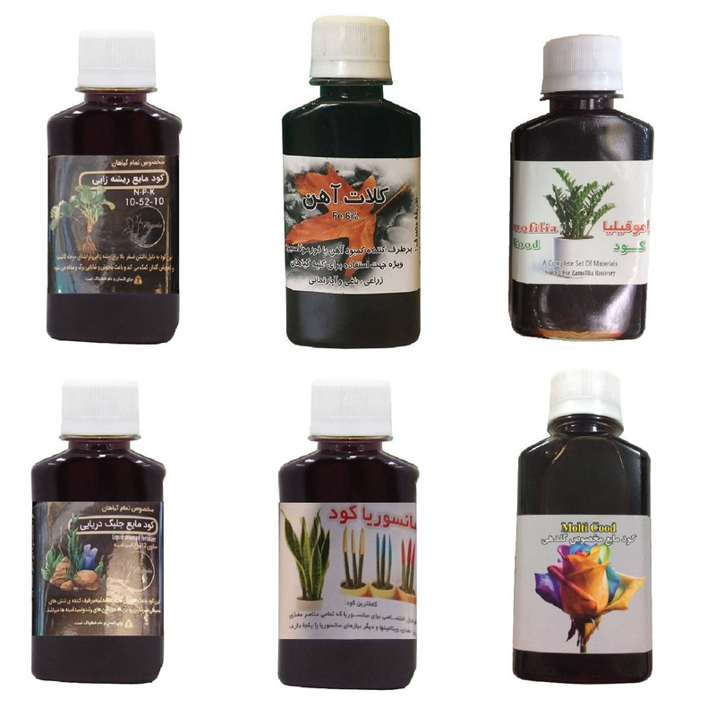 کود مایع فسفر ریشه زایی 10-52-10 و کلات آهن و کود زاموفیلیا و کود جلبک دریایی و کود سانسوریا و کود گلدهی مدل life drop حجم 120 میلی لیتر