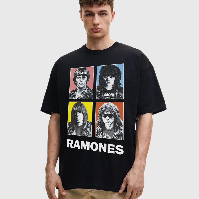 تی شرت آستین کوتاه مردانه مدل گروه موسیقی راک رامونز کد z634