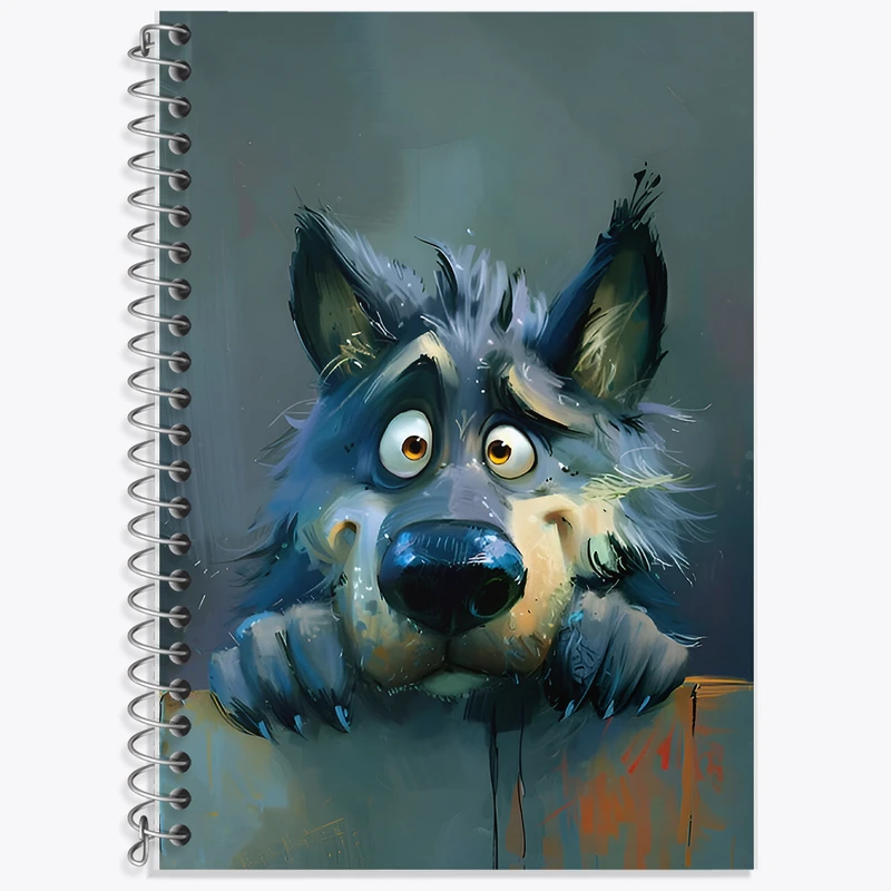 دفتر زبان 50 برگ خندالو مدل دو خط طرح گرگ بامزه کد F6563