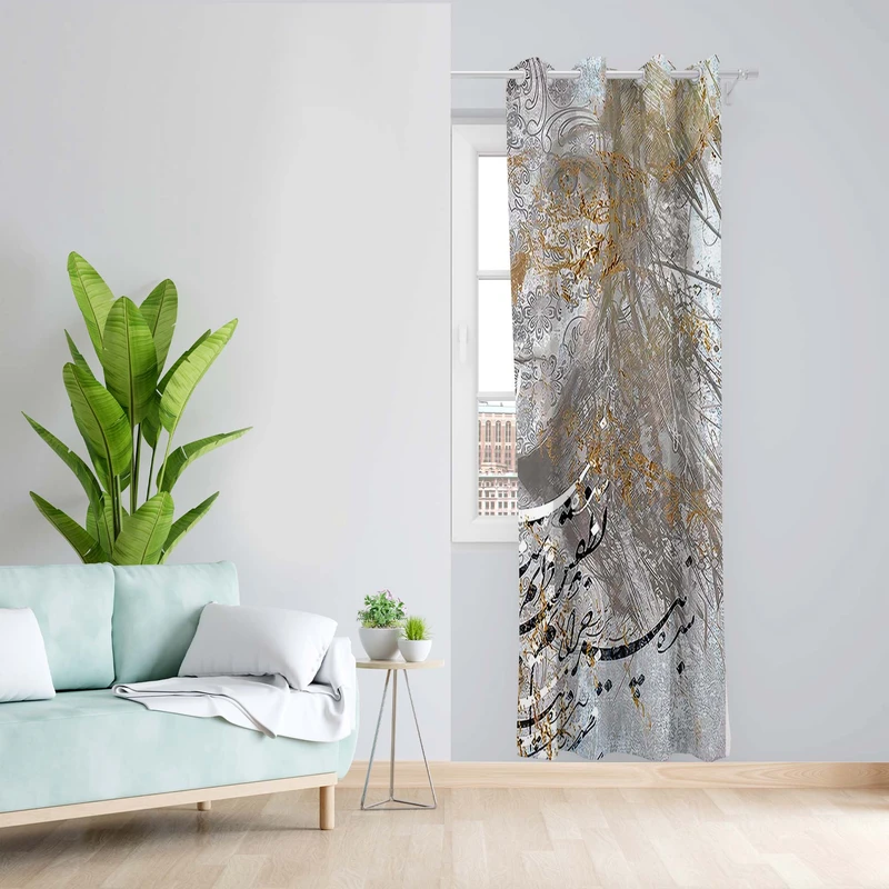 پرده طرح شعر مدل مخمل پانچی کد 5209R z سایز 140x200 سانتی متر