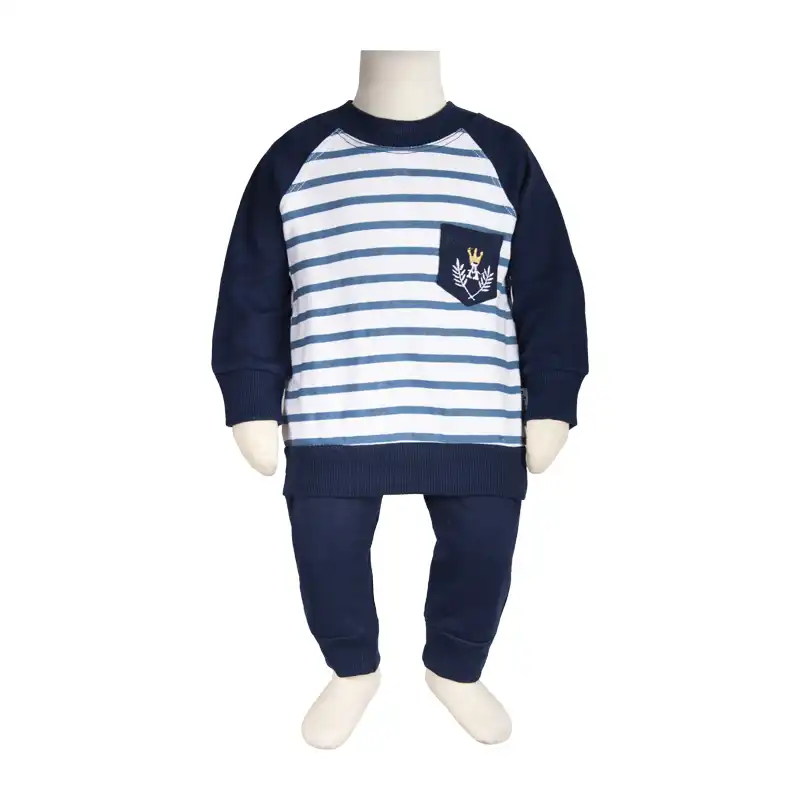 ست سویشرت و شلوار نوزادی آدمک مدل رگلان کد 110023 رنگ سرمه ای