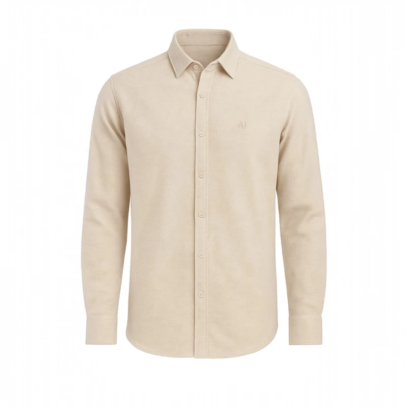 پیراهن آستین بلند یقه برگردان مردانه مدل کنفی