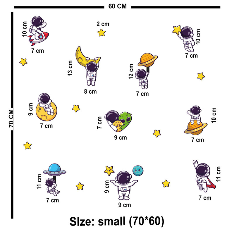 استیکر چوبی کودک باروچین مدل فضانوردان کد 1318 مجموعه 20 عددی