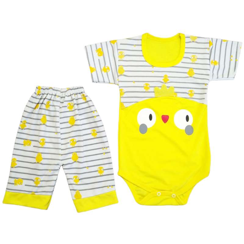 ست بادی و شلوارک نوزادی طرح جوجه مدل LS017