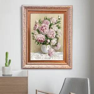 تابلو فرش ماشینی نقش نگار رضوی طرح گل کد 2086G