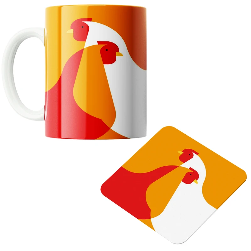 ماگ مدل مرغ کد 32به همراه زیرلیوانی