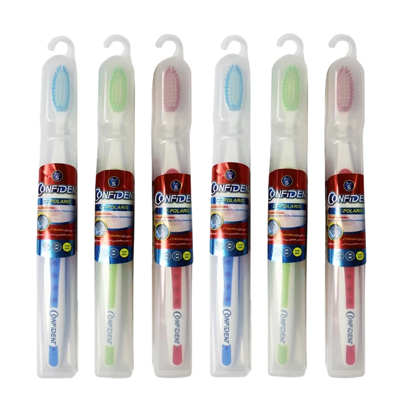 مسواک کانفیدنت مدل CT-POLARIS Travel با برس نرم بسته 6 عددی