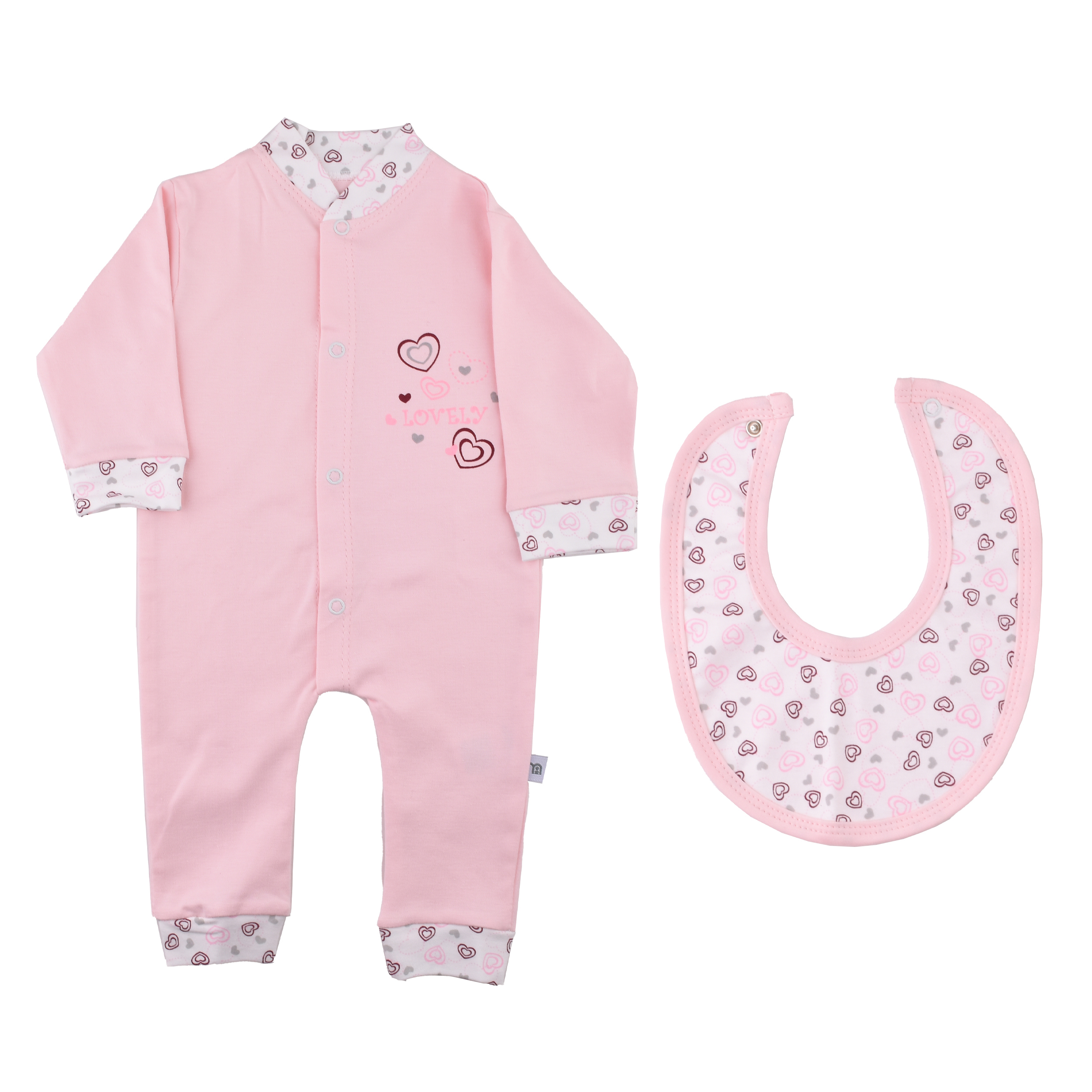 ست 7 تکه لباس نوزادی مادرکر مدل قلب رنگ صورتی